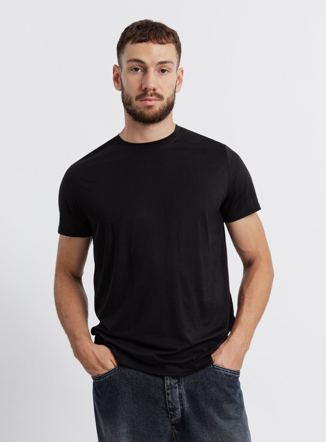 Short Sleeve T-Shirt in Black Eucalyptus & Cotton