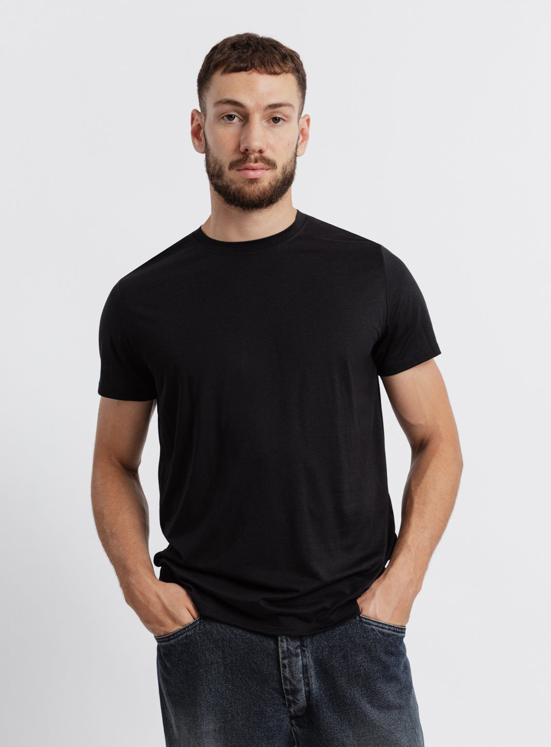 Short Sleeve T-Shirt in Black Eucalyptus & Cotton