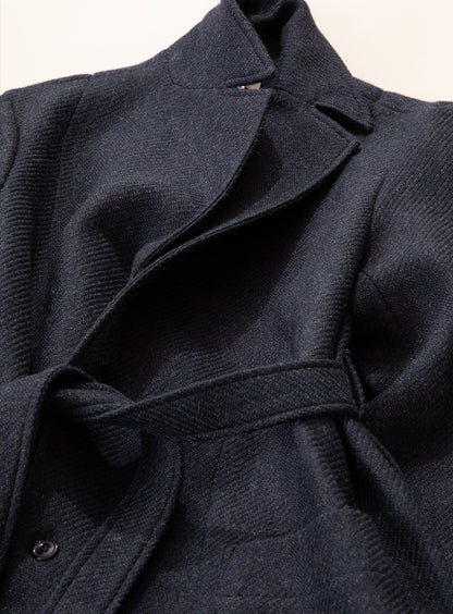 Bathrobe Coat in Navy Blue 100% Italian Wool