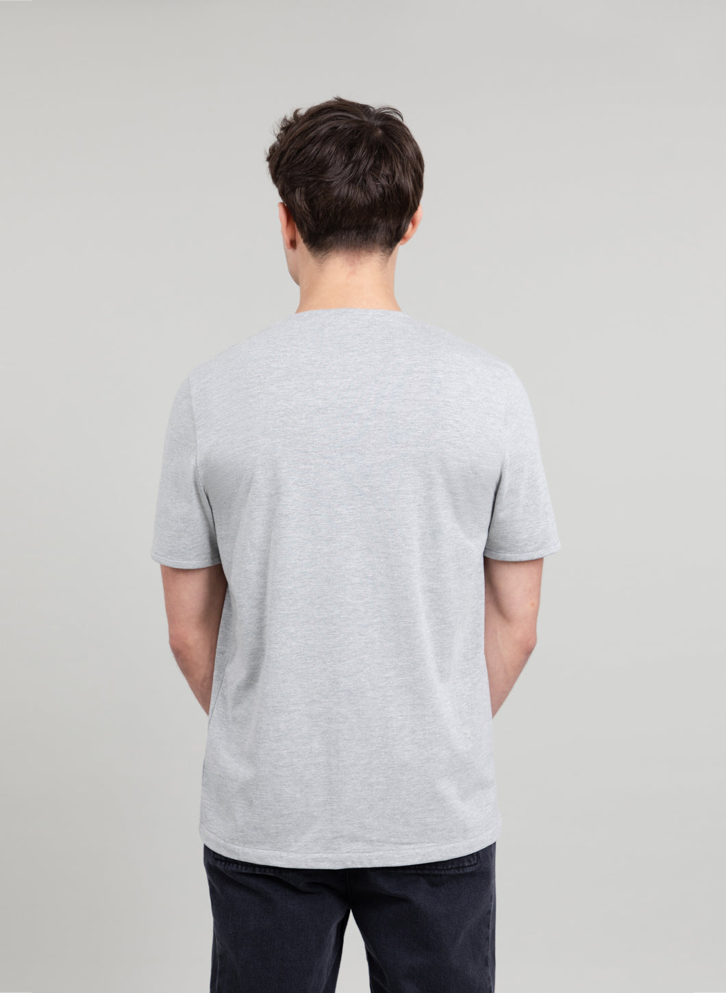 T-Shirt with 5 Buttons in Heather Grey Cotton