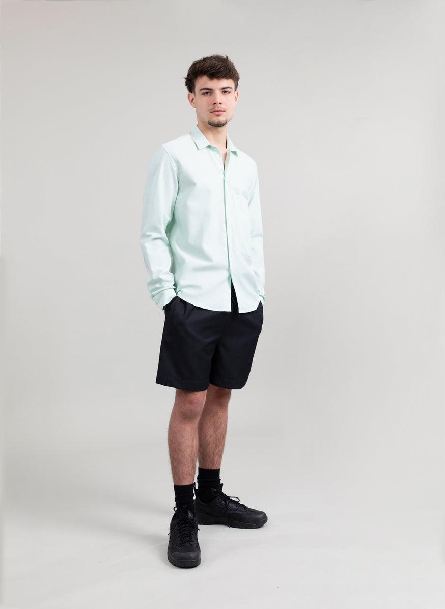 Shirt with Large Patch Pocket in Mint Oxford