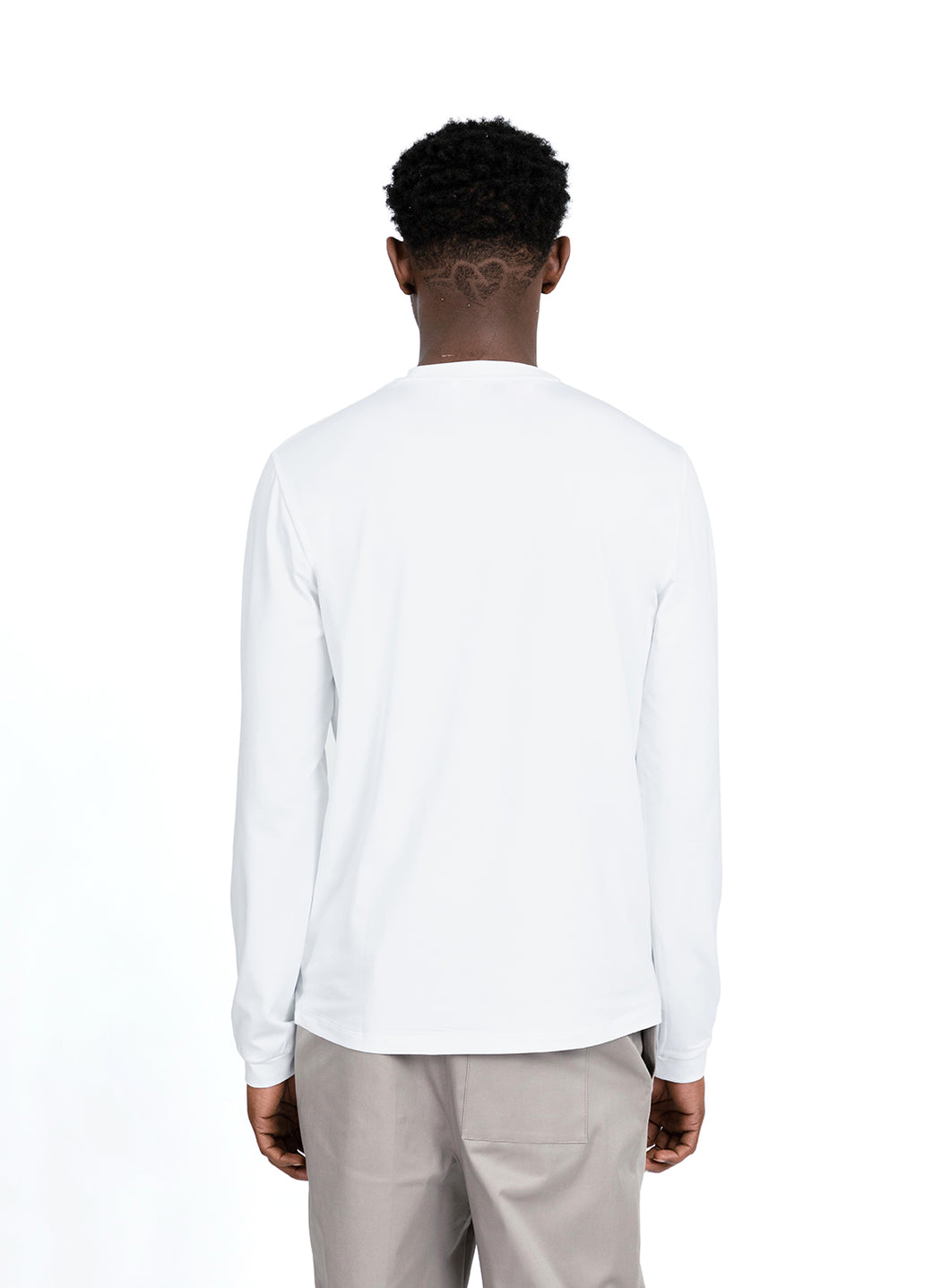 Long Sleeve T-Shirt in White Eucalyptus & Cotton