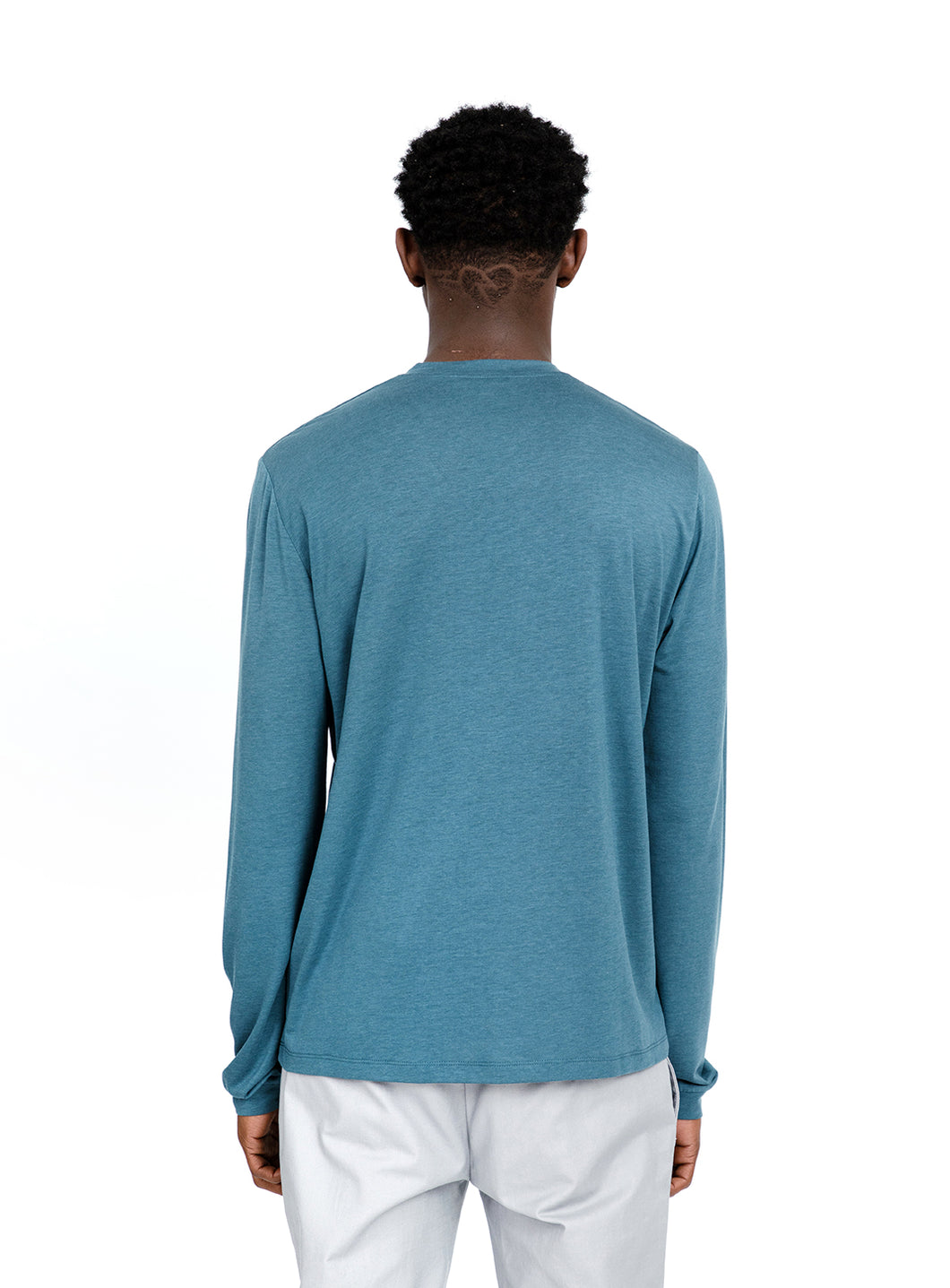 Long Sleeve T-Shirt in Petrol Blue Eucalyptus & Cotton