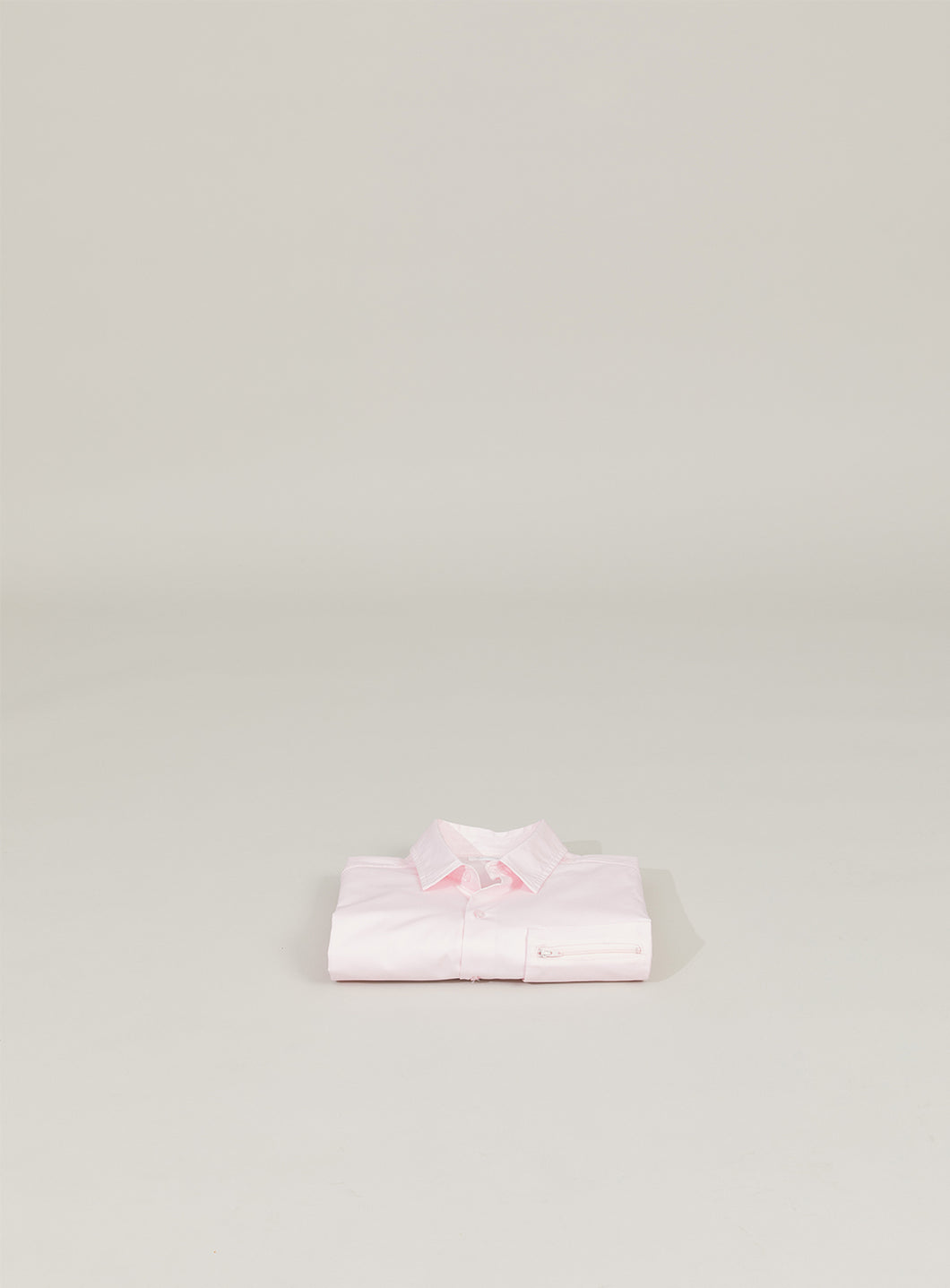 Shirt with Puffed Chest Pocket in Pale Pink Poplin