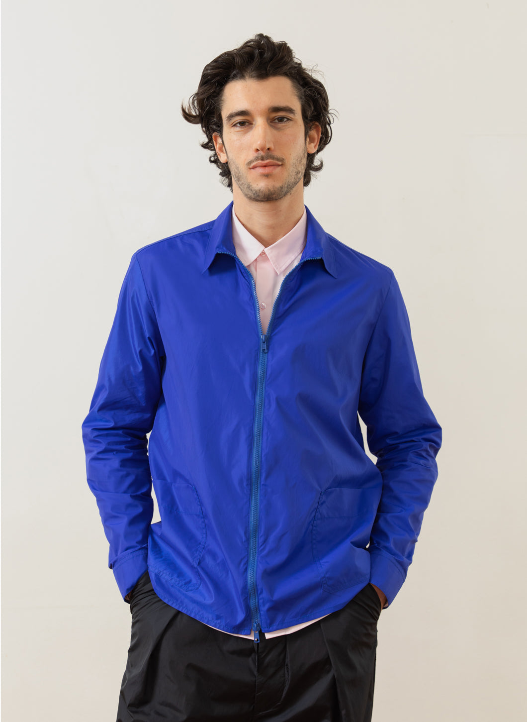 Windproof Overshirt in Electric Blue Nylon