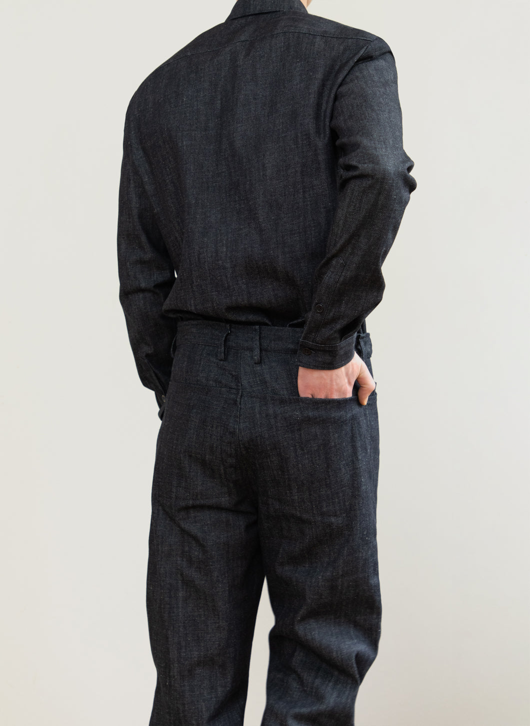 5-Pocket Pants with Front Cuts in Raw Denim