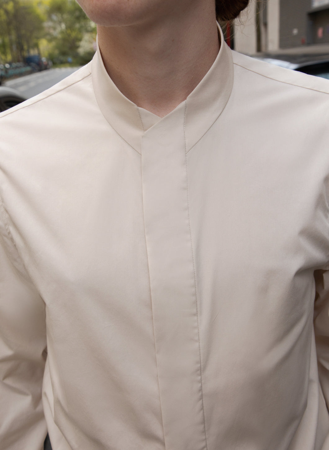 Origami Collar Shirt in Cream Poplin